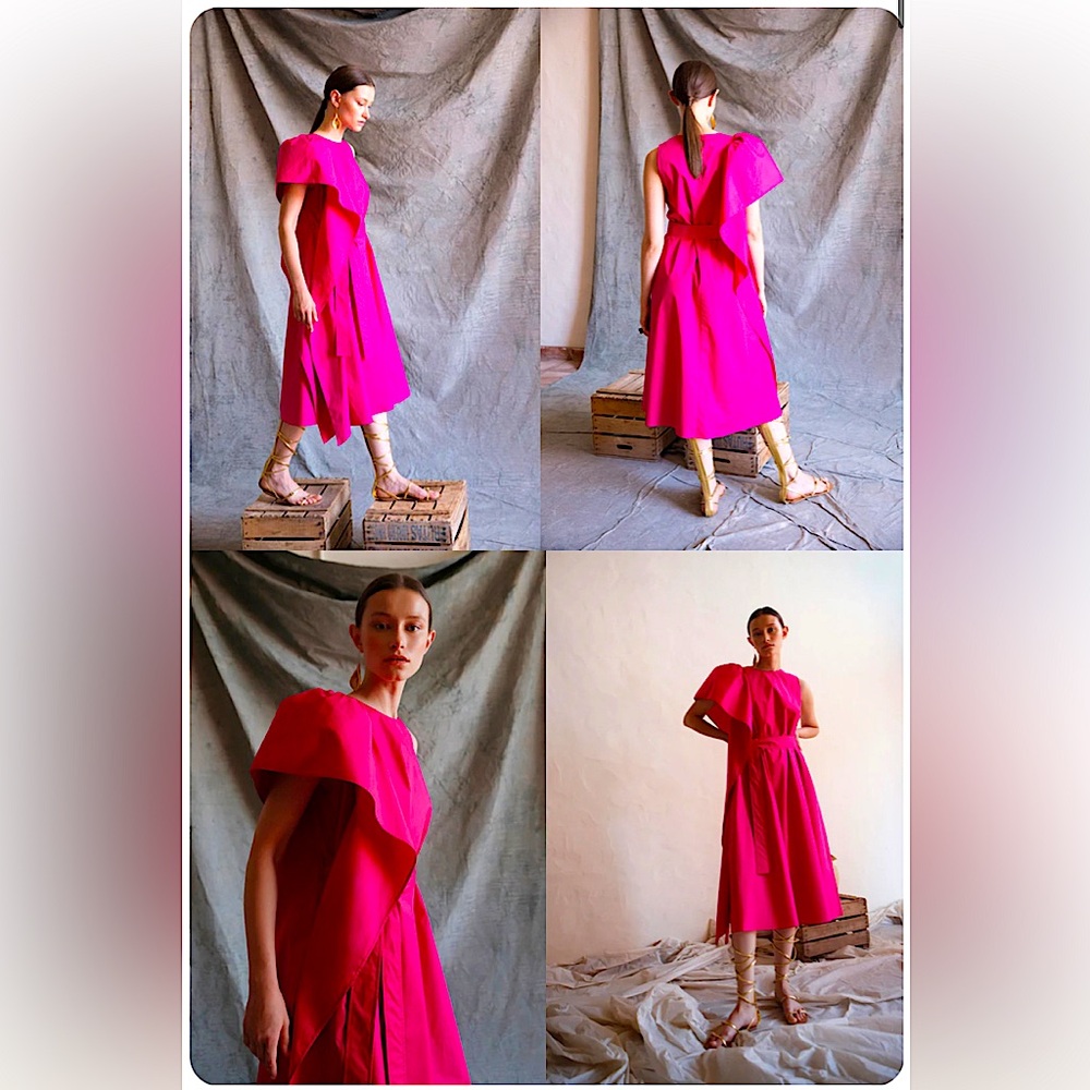 Psophia Pink Cotton Midi Dress with pockets - NWT, XS-M Final $